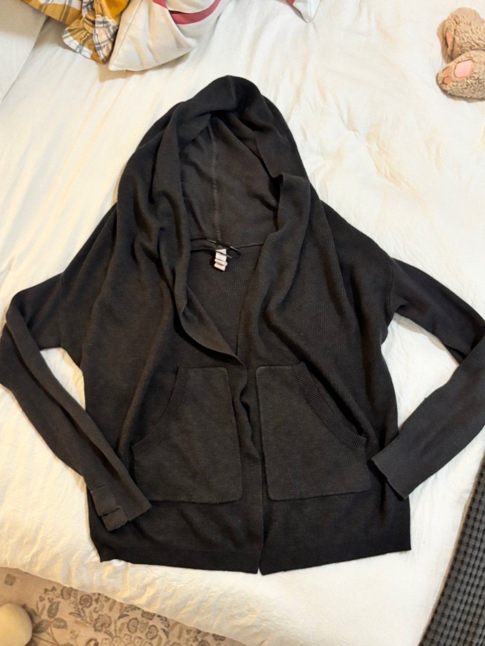 lululemon athletica Black Hooded Open-Front Cardigan